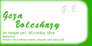 geza bolcshazy business card